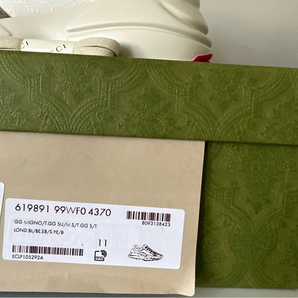 NIB Gucci MENS GG Supreme Rhyton Canvas Sneakers UK 11 - Picture 8 of 8